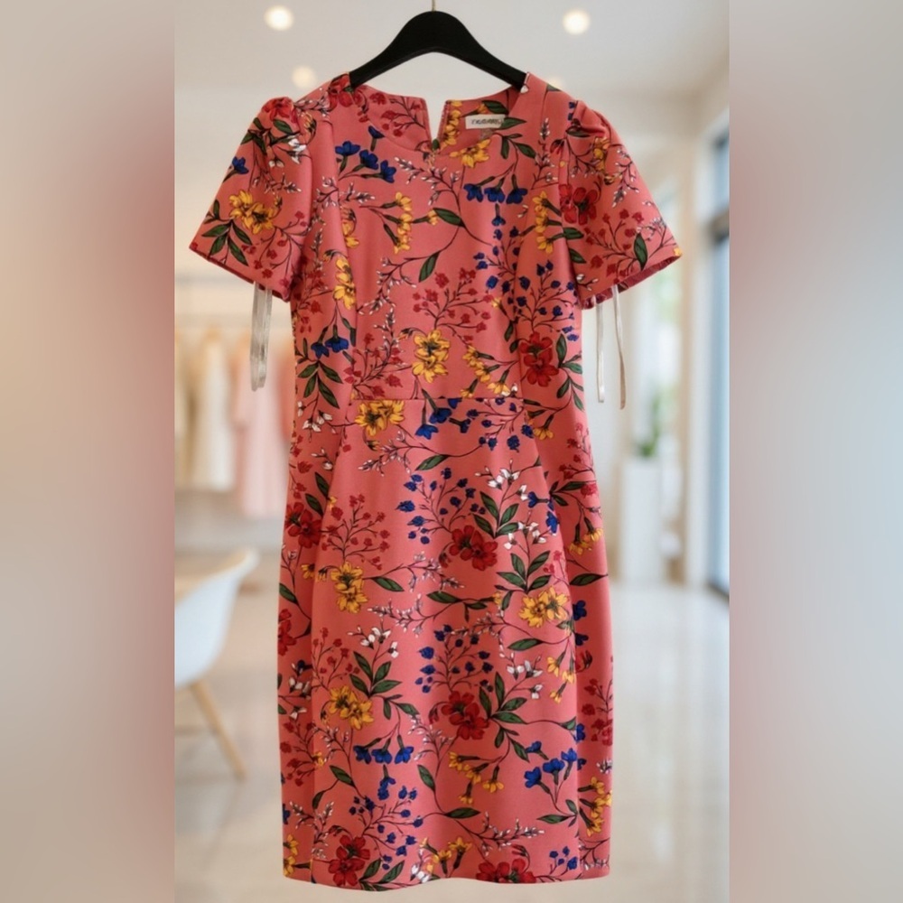 Calvin Klein Floral-Print Sheath Dress pink